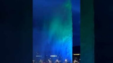 Geneva's Iconic Jet d'Eau Lights up in #SaveSoil Colors to Support the Movement! #shorts